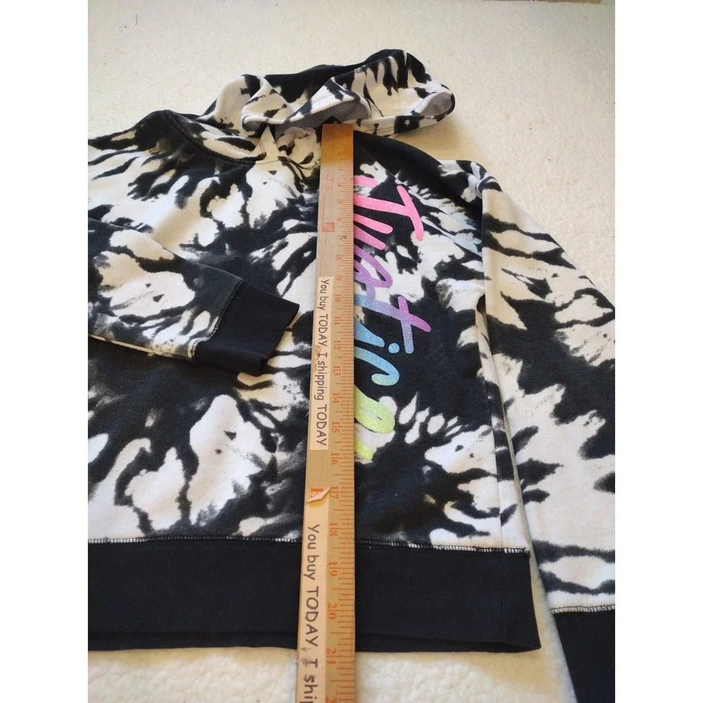Justice Girls Everyday Faves Fleece Hoodie Sweatshirt‎ Black White Large (12/14)